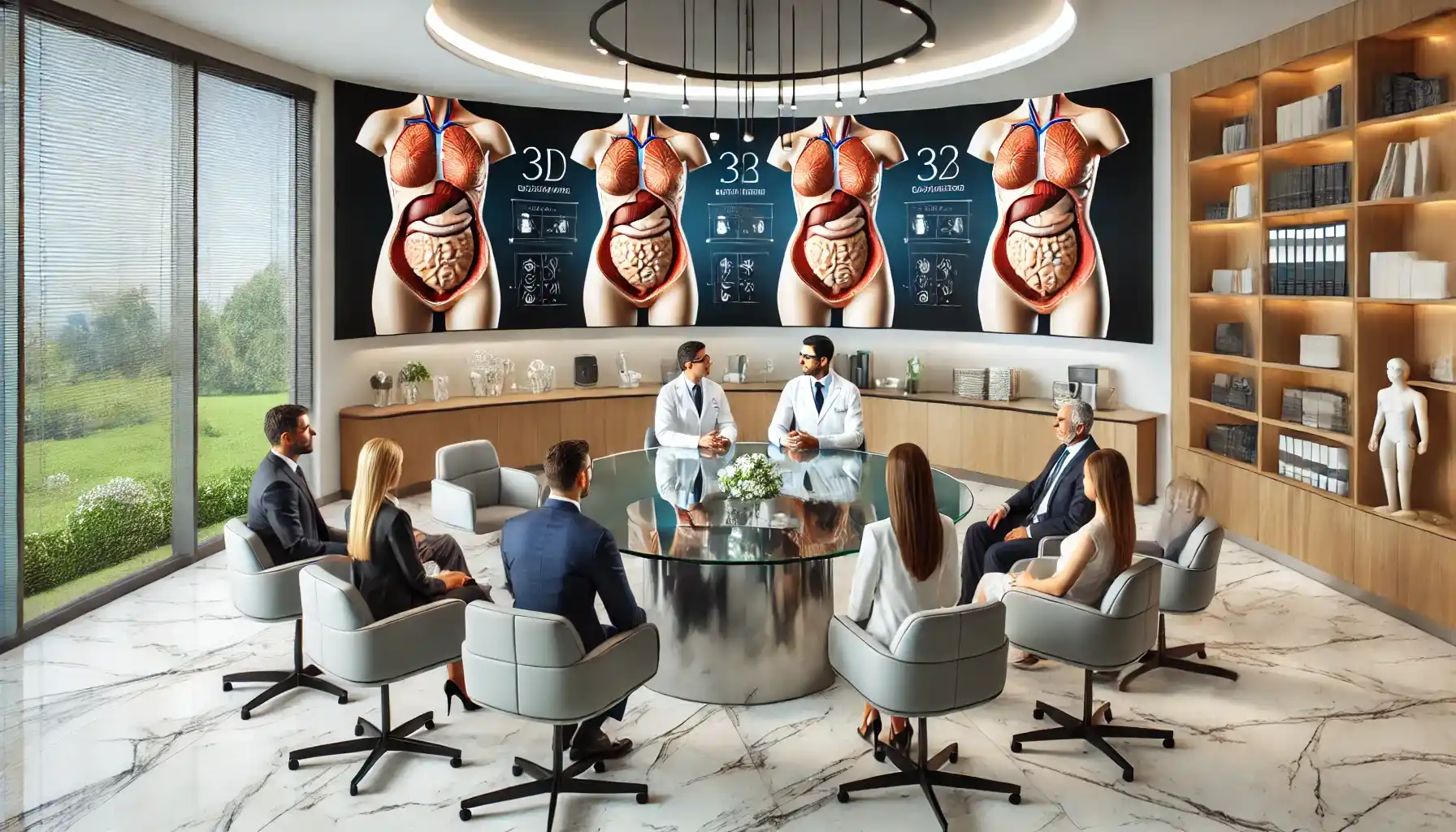 A detailed and well-equipped consultation room for abdominoplasty discussions.